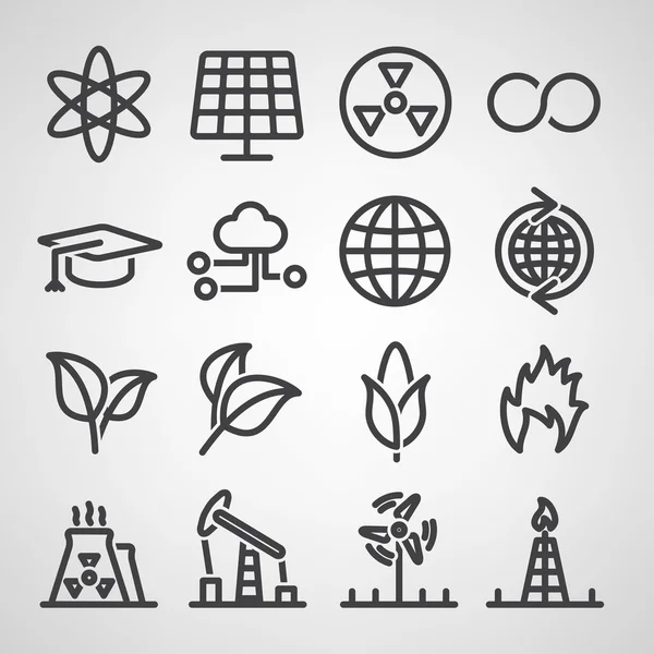 Conjunto de iconos de energía y recursos — Vector de stock