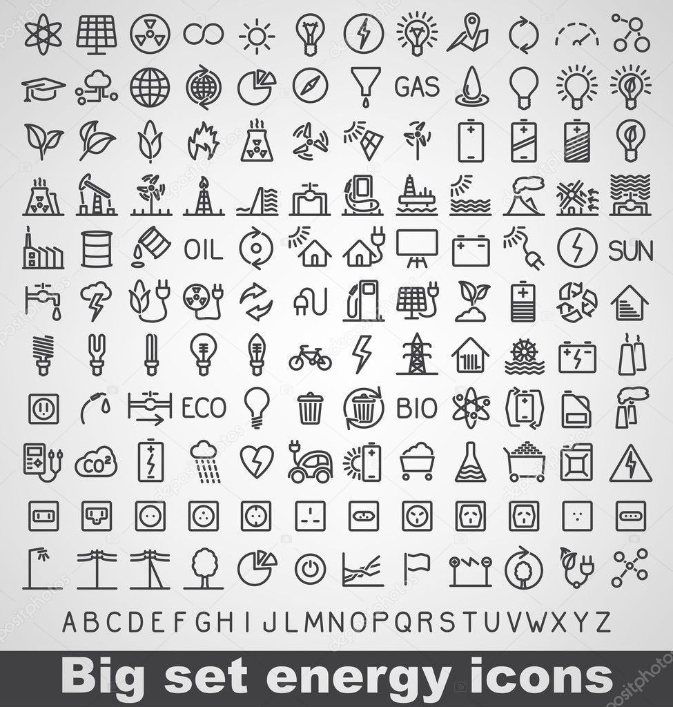 Energy and resource icon set