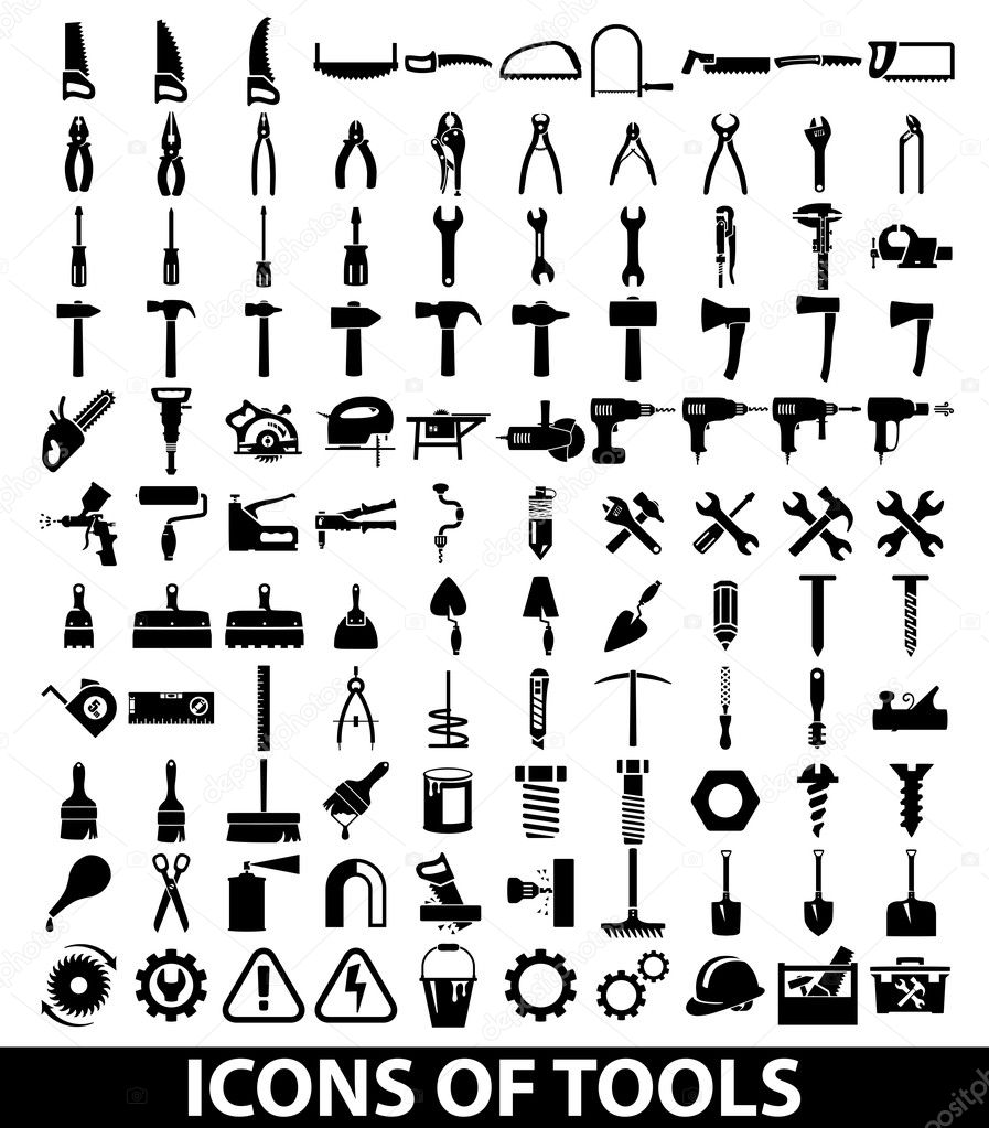 Set of icons of tools on white background