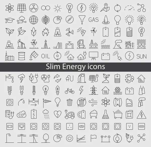 Conjunto de iconos de energía y recursos — Vector de stock