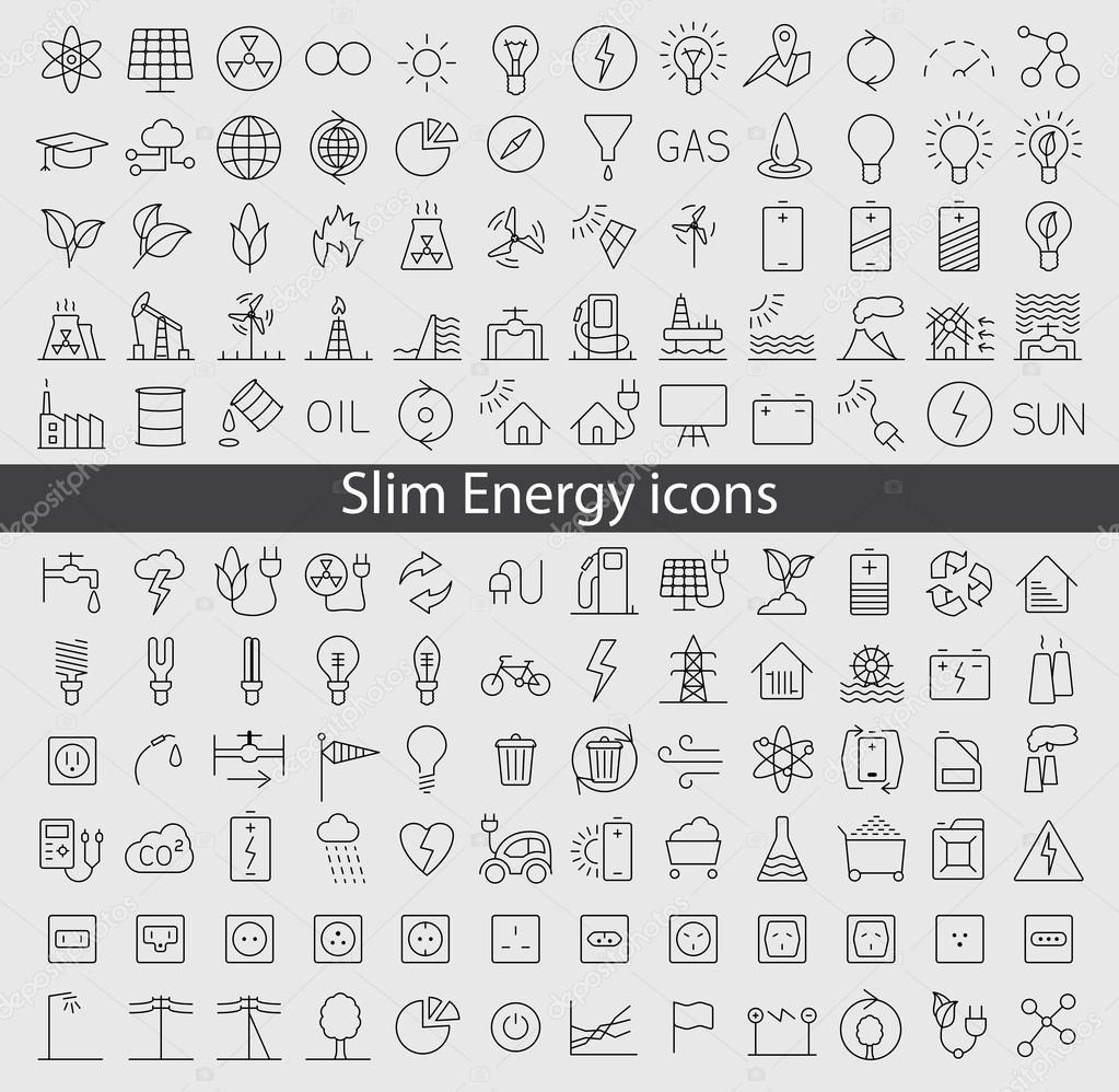 Energy and resource icon set