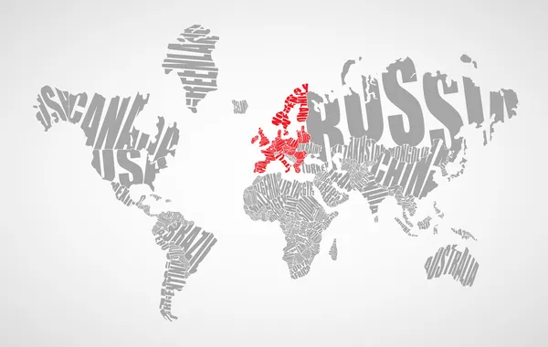 Mappa del mondo di testo — Vettoriale Stock