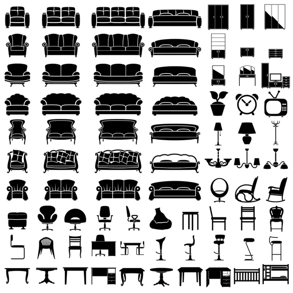 Iconos de muebles — Vector de stock