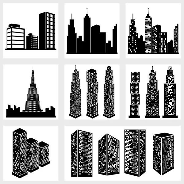 Iconos de edificios — Vector de stock