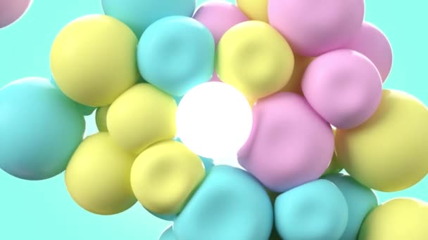 Intro Animation video with colorful bubbles flying up to a round glowing space — Stock Video