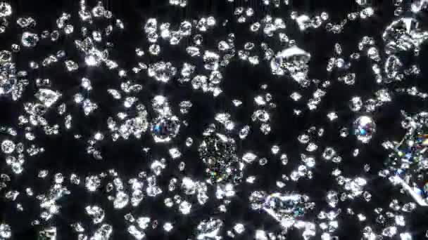 Diamanter glitter faller långsamt. Ovanifrån närbild — Stockvideo