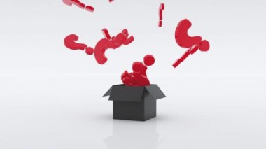 Kara kutu açılır ve içinden soru işaretleri çıkar.