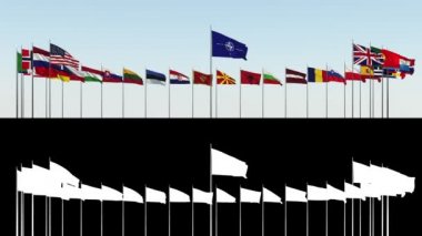 Gökyüzüne karşı NATO İttifakı üyesi ülkelerin bayrakları