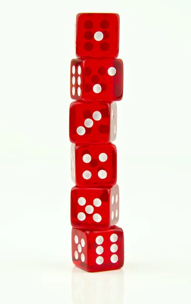 Six red dice stacked up — Stock Photo, Image