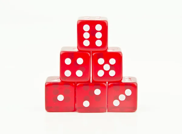 Red dice stacked in order — Stock Photo, Image