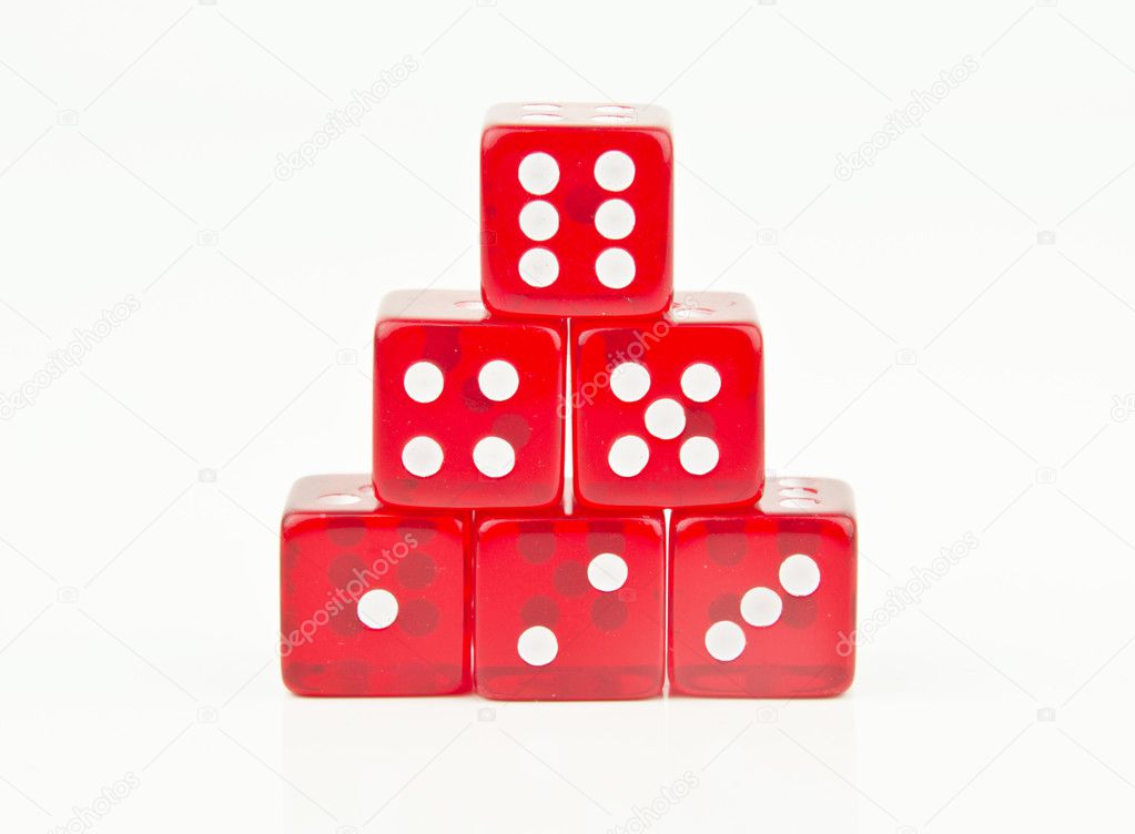 Red dice stacked in order