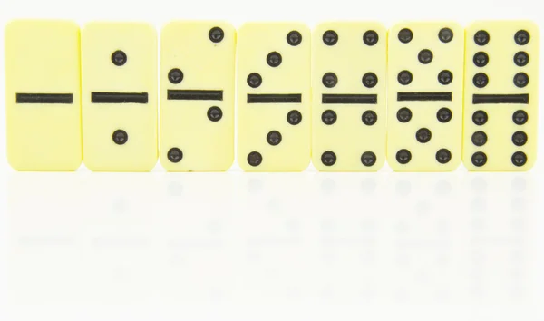 Domino dubbelspel stond in volgorde — Stockfoto