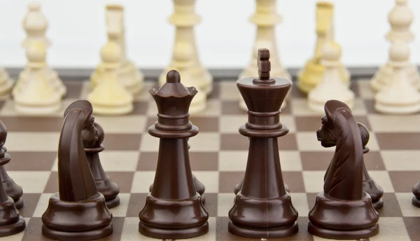 Šachové figurky v měkké zaměření — Stock fotografie