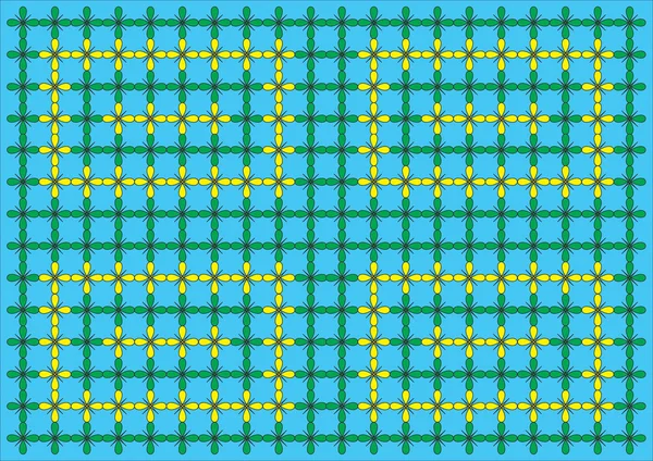 Achtergrond patroon bloemen groen geel op blauw — Stockfoto