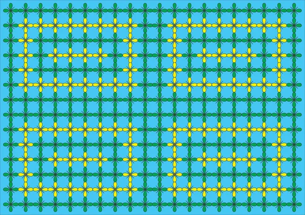 Обои узор цветы зеленый желтый на синий — стоковое фото