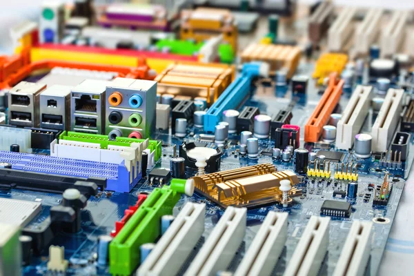 Computer motherboard electrical components — Stock Photo, Image