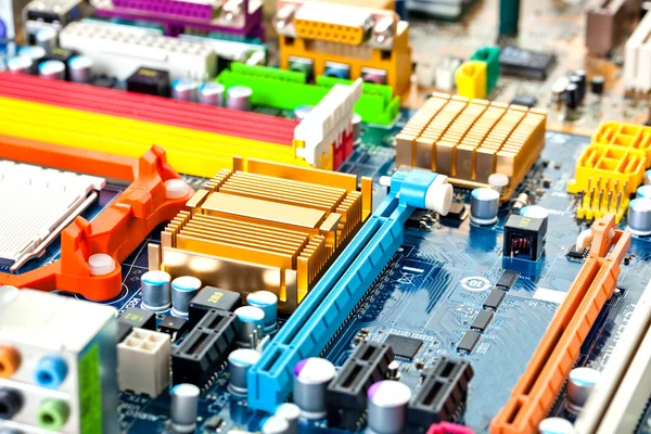 Computer motherboard electrical components — Stock Photo, Image