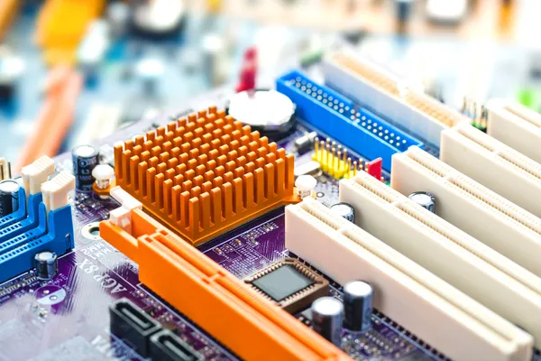 Computer motherboard electrical components — Stock Photo, Image