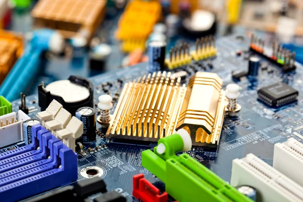 Computer motherboard electrical components — Stock Photo, Image