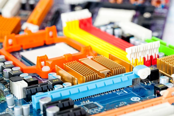 Computer motherboard electrical components — Stock Photo, Image