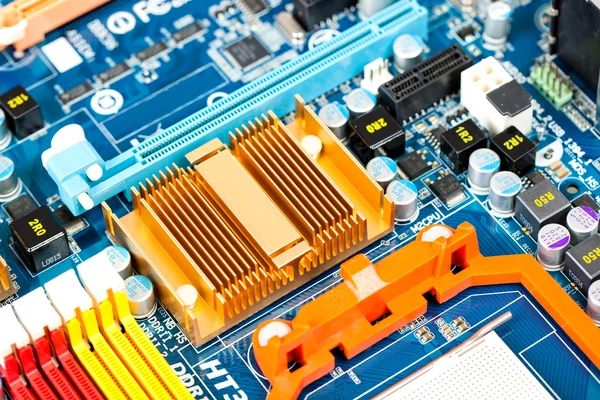 Placa-mãe de computador componentes elétricos — Fotografia de Stock