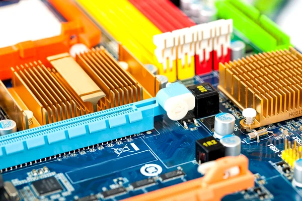 Computer motherboard electrical components — Stock Photo, Image