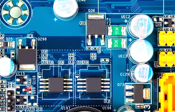 Computer motherboard electrical components — Stock Photo, Image