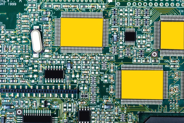 Elektrische Komponenten des Computermotherboards — Stockfoto