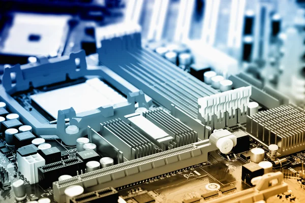 Computer moederbord elektrische componenten — Stockfoto