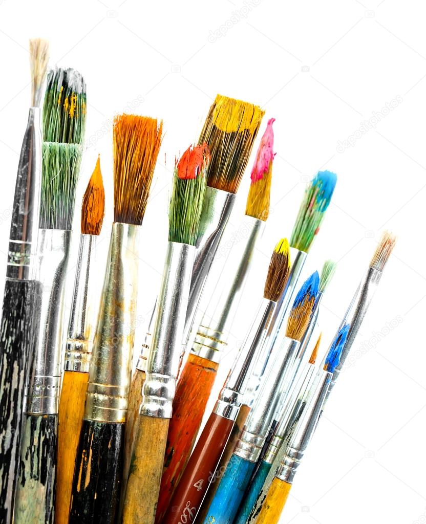 Artist paint brushes isolated on white background Vector Image