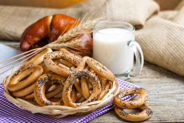 bagels with a mug of milk