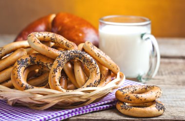 bagels with a mug of milk