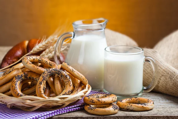 bagels with a mug of milk