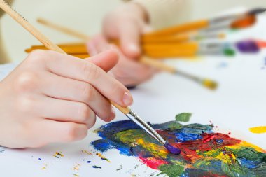 Boyalar ve fırçalar.