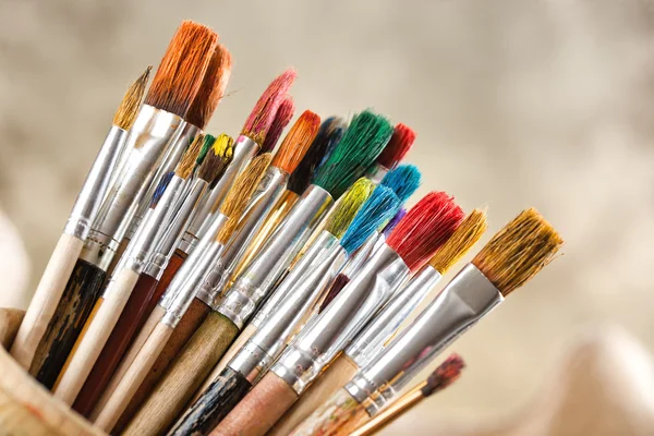 Paints and brushes — Stock Photo, Image