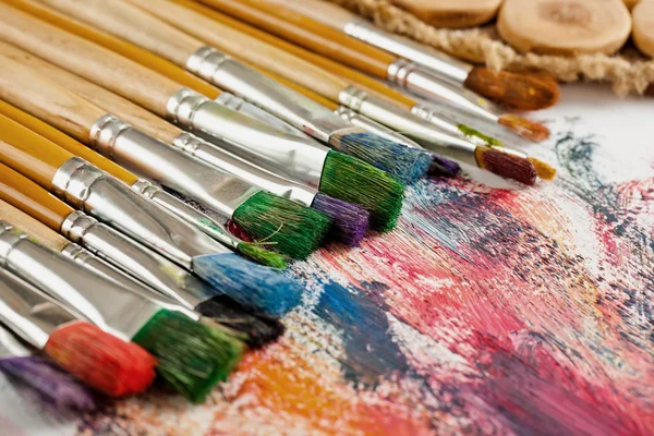 Paints and brushes — Stock Photo, Image