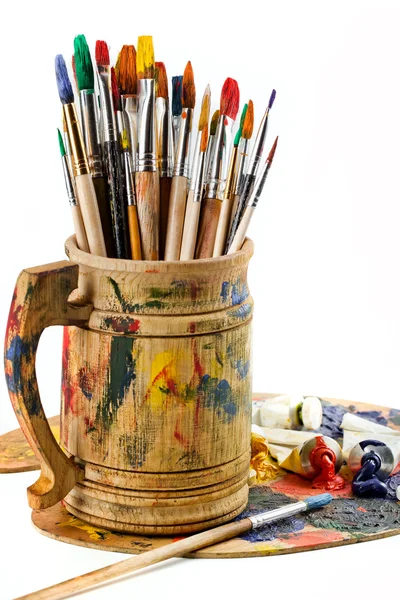 Paints and brushes — Stock Photo, Image