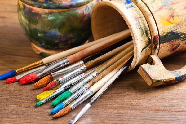 Paints and brushes — Stock Photo, Image