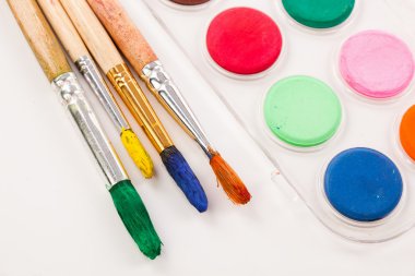 Boyalar ve fırçalar.