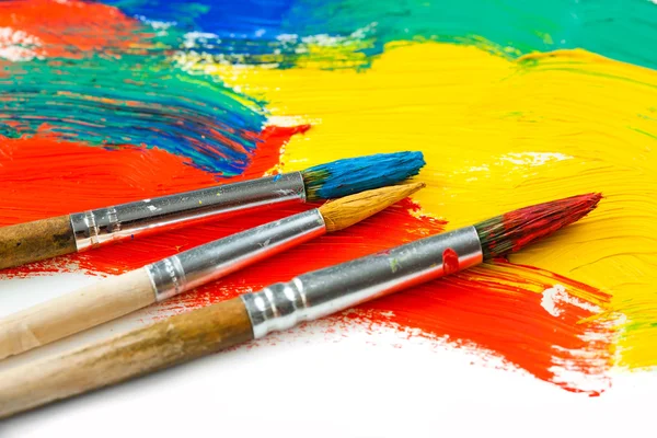 Paints and brushes — Stock Photo, Image