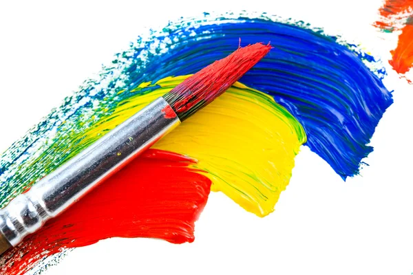 Paints and brushes — Stock Photo, Image