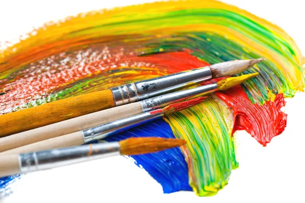 Paints and brushes — Stock Photo, Image