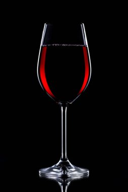Wine in a glass on a black background