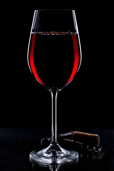 Wine Glass Black Background — Photo