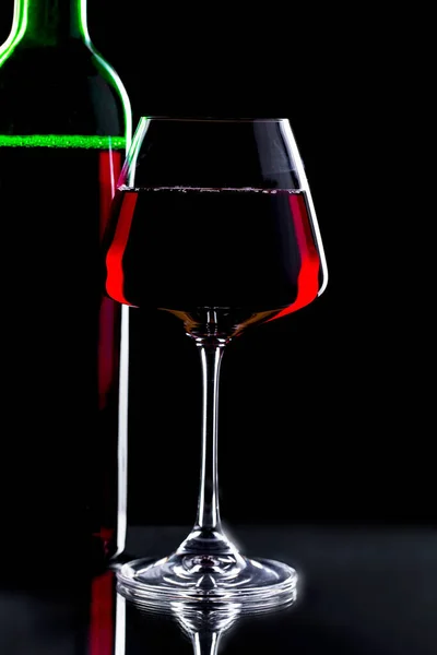 Vin Glas Svart Bakgrund — Stockfoto