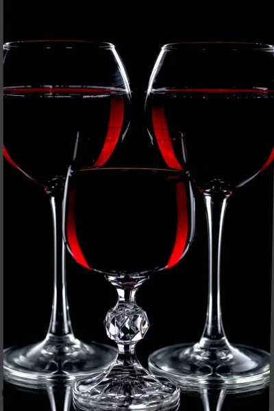 Bicchieri Vino Sfondo Nero — Foto Stock