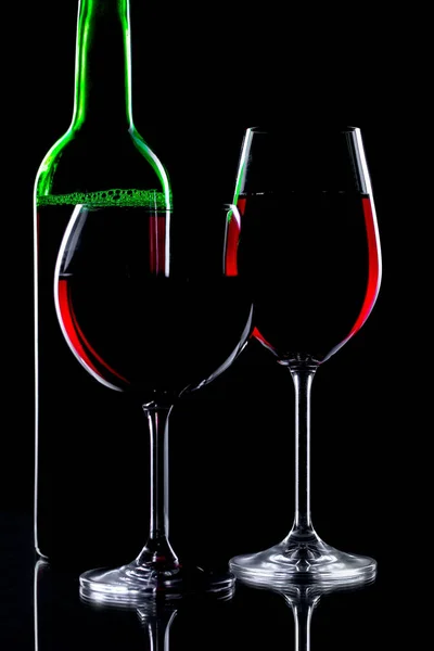 Glasses Wine Black Background — Stock Photo, Image