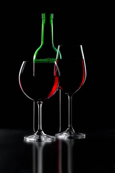 Glasses Wine Black Background — Stock Photo, Image