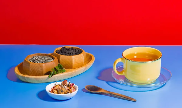 Tea Dessert Bright Colored Background — Fotografia de Stock