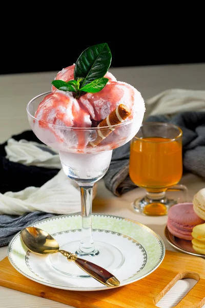 Ice Cream Table Bright Colored Background — Fotografia de Stock